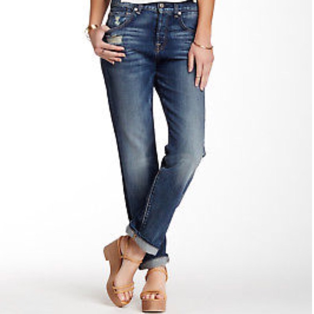 1984 Boyfriend Jeans in Destroyed Deep Indigo